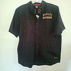 Original Harley-Davidson Motorcycle Button Down Lava Black Short Sleeve XL Shirt